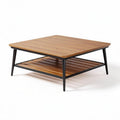 Tavolino quadrato in legno e metallo con ripiano inferiore 100 x 100 x 40cm