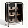 Mobiletto in metallo nero con ante in rete 80 x 40 x 100cm