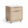 Comodino in legno chiaro con due cassetti dimensioni 40 x 40 x 45cm