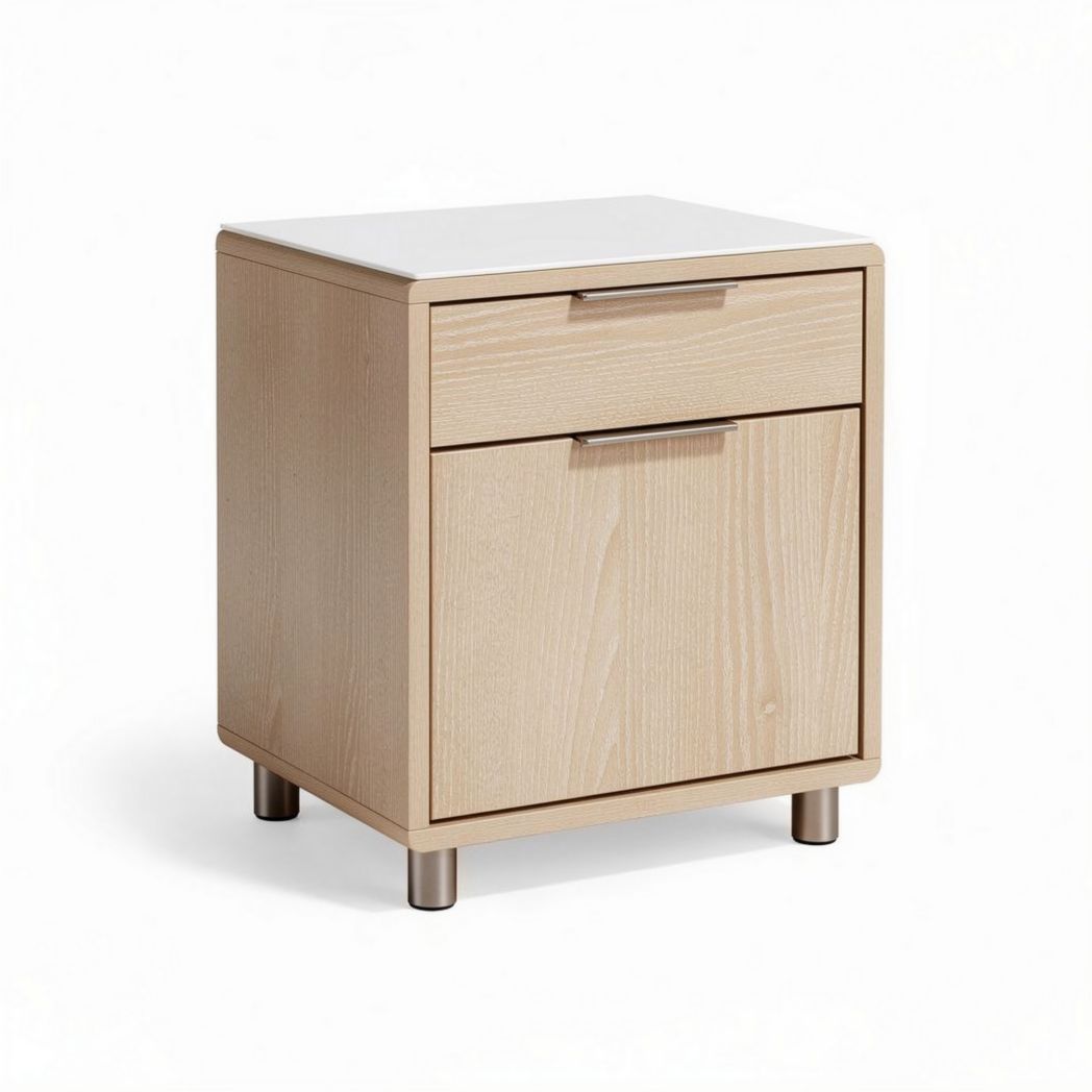 Comodino in legno chiaro con due cassetti dimensioni 40 x 40 x 45cm