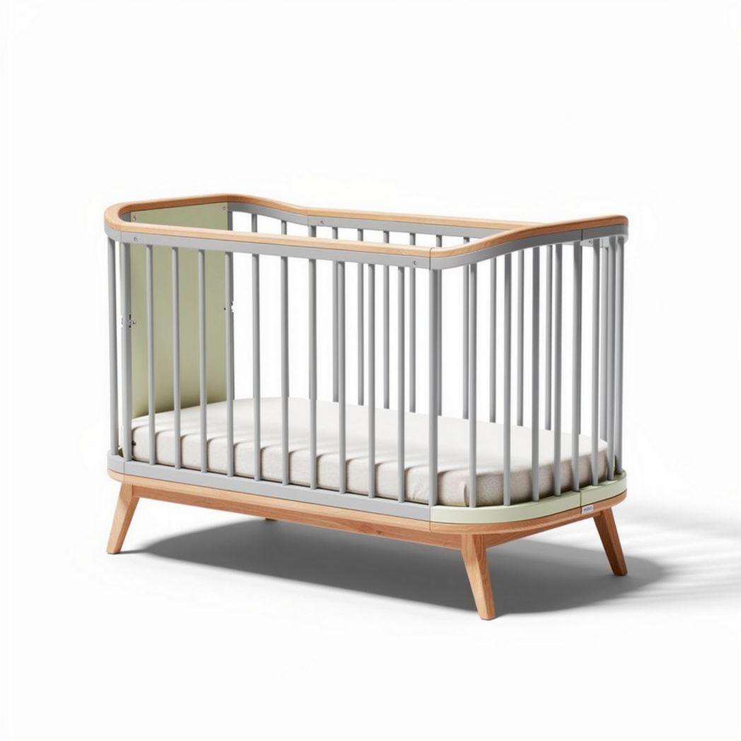 Culla in legno con barre di protezione 120 x 60 x 90cm color legno e grigio