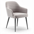 Sedia in tessuto beige con braccioli e gambe nere 50 x 55 x 80cm